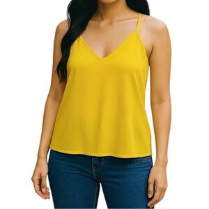 NWOT Yellow Women's Spaghetti Strap V Neck Cami Tank Top